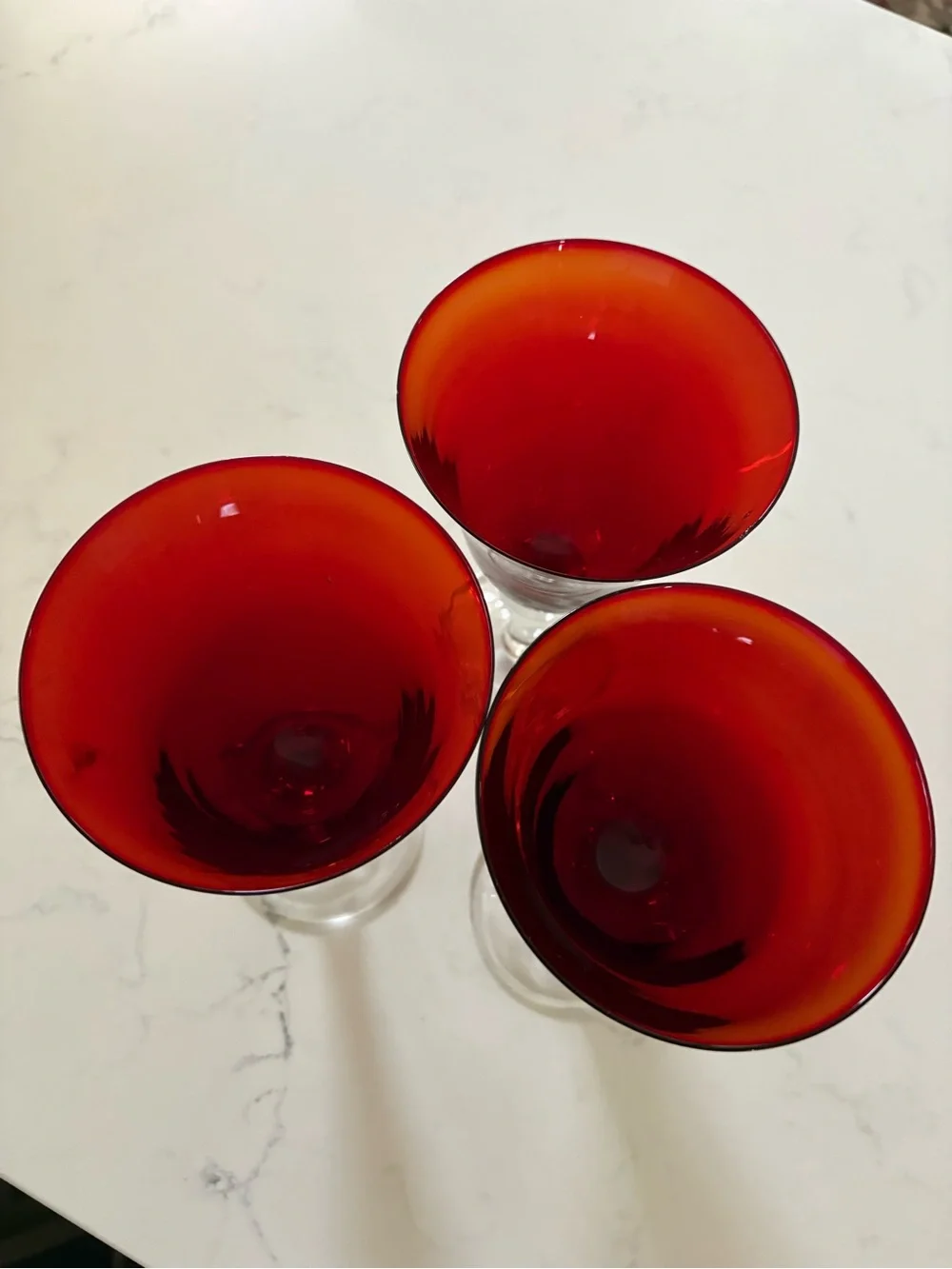 Red Stemmed Wine Glasses - Set of 3